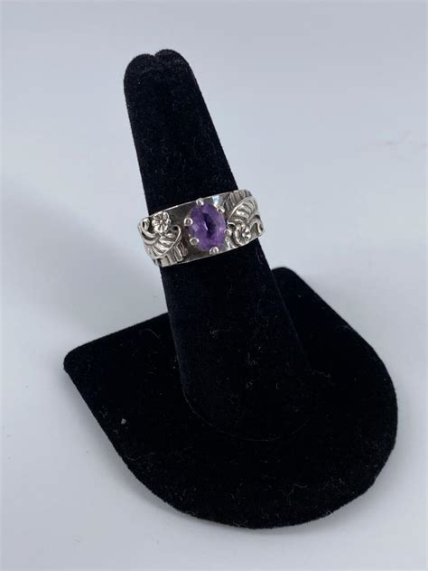 Lot Southwestern Style Sterling Silver And Amethyst Ring