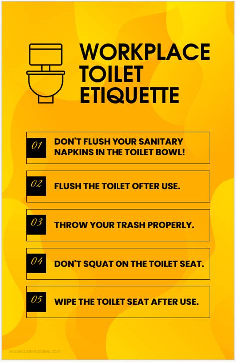 Workplace Toilet Etiquette Posters For Word Edit And Print