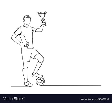 Continuous One Line Drawing Of Football Player Vector Image