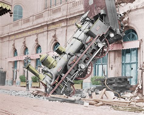 Train Wreck At Montparnasse Station 1895 Colorized Photograph By