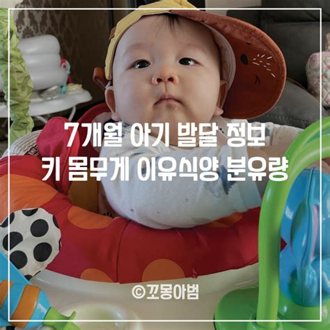 7개월 아기 발달 키 몸무게 이유식양 분유량 성장 기록 네이버 블로그