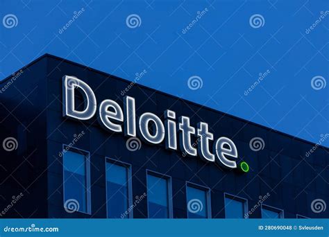 Deloitte Logo Sign With Neon Sign Editorial Stock Photo Image Of