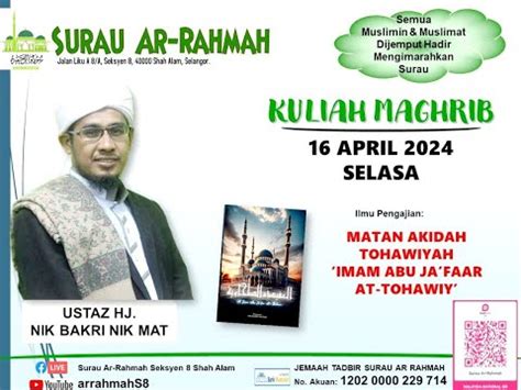 Live Arrahmahs Kuliah Maghrib Khas Syawal Ust Hj Zainan Ismail