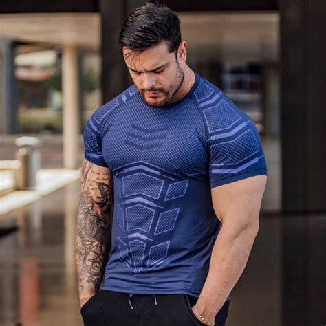 New Mens Compression Skinny T Shirt Gyms Fitness Bodybuilding T Shirt Male Summer Casual Jogger