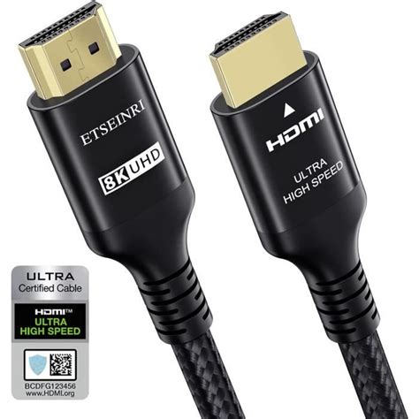 8K 4K Câble Hdmi 2 1 7 5M Certifié 48Gbps Ultra Haute Vitesse Câbles