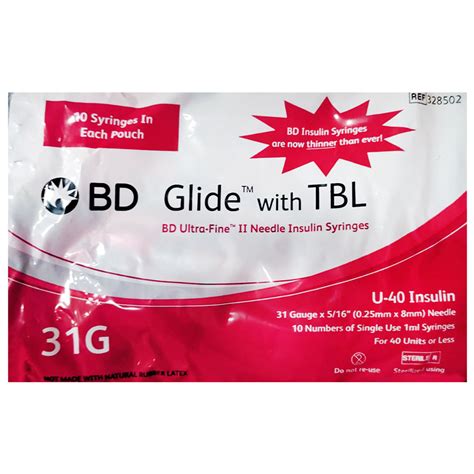 Bd Insulin Syringes With Bd Ultra Fine Needle 40u 31g 8mm Uses Side