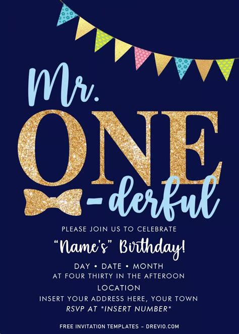 Free Mr Onederful Birthday Party Invitation Templates For Word Artofit