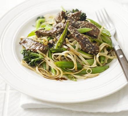 Honey & sesame beef noodles recipe | BBC Good Food