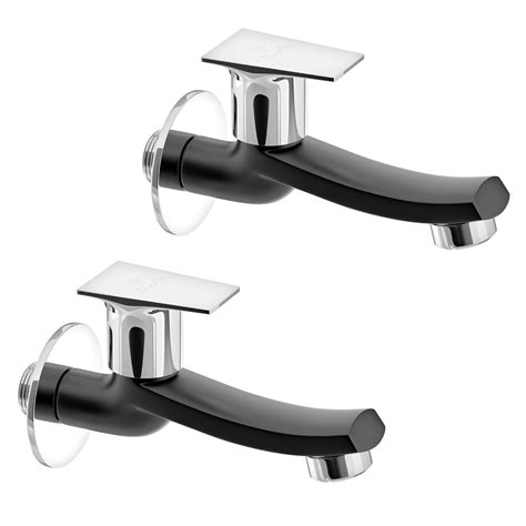 Pixaflo Concave S Brass Long Body Bib Cock Tap With Wall Flange Pack