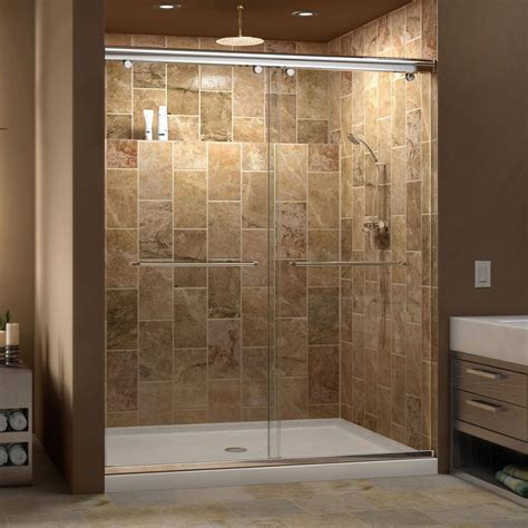 DreamLine Charisma 30 in. x 60 in. x 78.75 in. Semi-Framed Sliding Shower Door in Chrome with ...