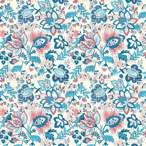 Antique Bliss Paisley Digital Paper Pack Shabby Chic Coral Blue Navy