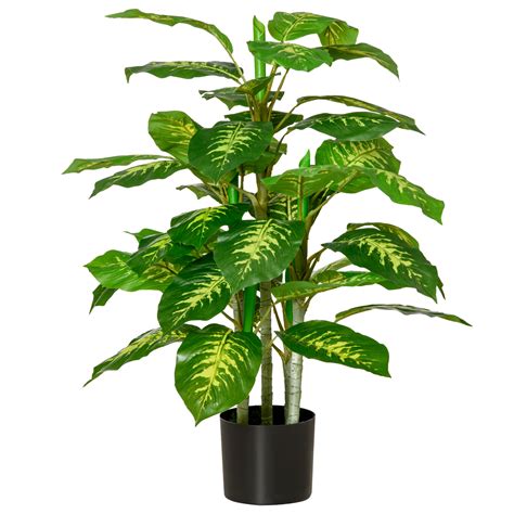 Homcom Aglaonema Artificial Planta Sint Tica De Cm Con Hojas