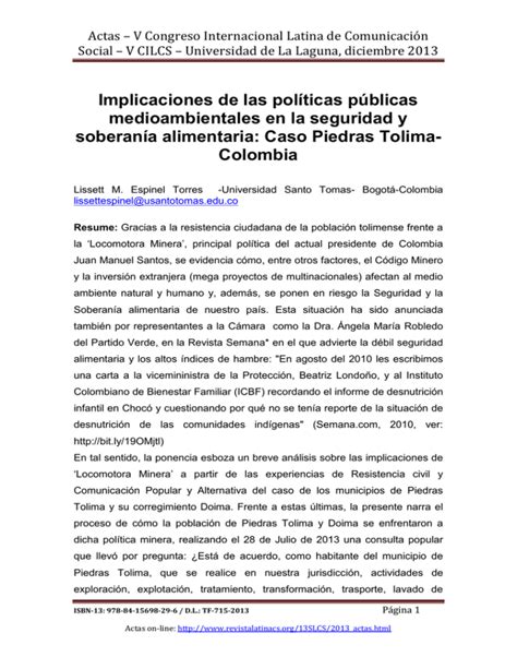 Implicaciones De Las Pol Ticas P Blicas Medioambientales En La