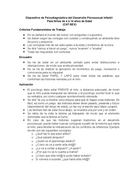 Prueba Cat Sex Dispositivo De Psicodiagn Stico Del Desarrollo Psicosexual Infantil Para Ni Os