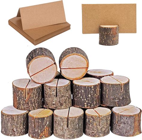 Amazon PLAZOTTA 100 Pack Rustic Wooden Place Card Holders With 100