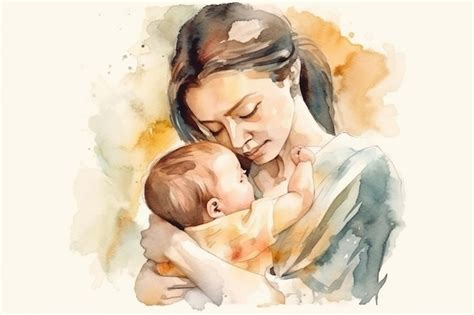 Premium AI Image | Watercolor painting of a mother holding her baby