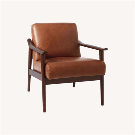 West Elm Mid Century Leather Show Wood Chair AptDeco