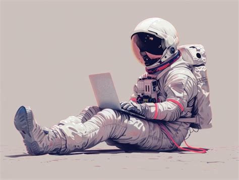 Premium Photo An Astronaut Sitting On The Moon And Using Laptop