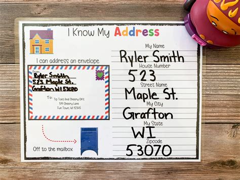Learn My Address Printable, Kids Address Activity, Printable Worksheet