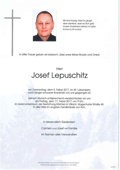 Parte für Josef Lepuschitz pax requiem