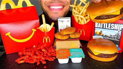 ASMR MCDONALD'S CHICKEN NUGGETS HAPPY MEAL CHEESEBURGER FRIES EATING ...