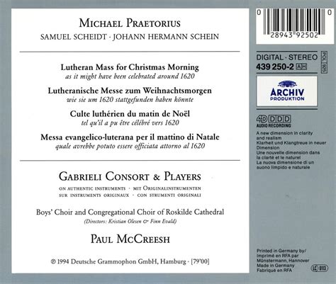 Makdelart Classique Michael Praetorius Mass Lutheran Mass For