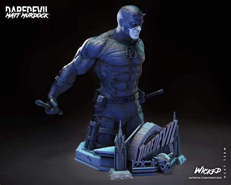 Fan Art Daredevil Bust 3d Resin Marvel Dc Comic Statue Etsy