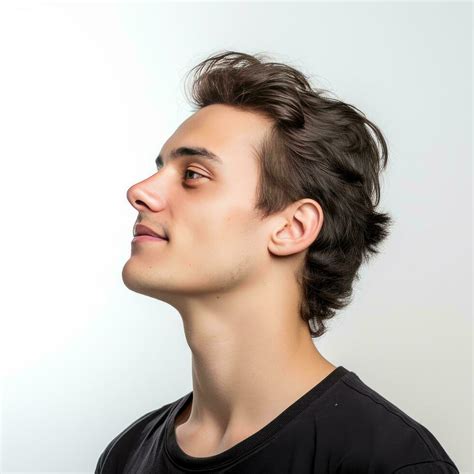 side view of a young man face on white background generative AI ...