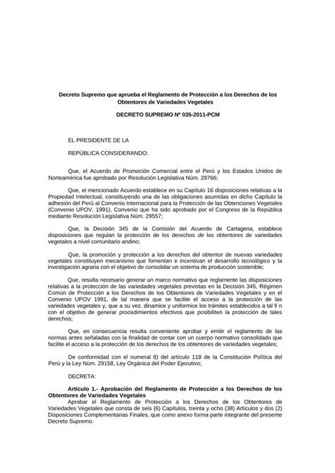 PDF Decreto Supremo que aprueba el Reglamento de Protección PDF