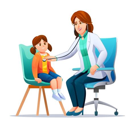 Premium Vector | Female doctor examining a little girl with a ...