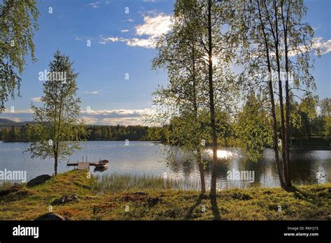 Lake At Boden Vasterbotten Sweden Stock Photo Alamy