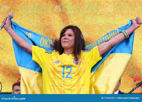 Popular Ukrainian Singer Ruslana Editorial Photography Image Of Flag