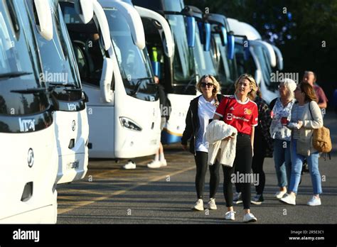 Manchester United Fans Leave Old Trafford By Coach To Travel To Wembley