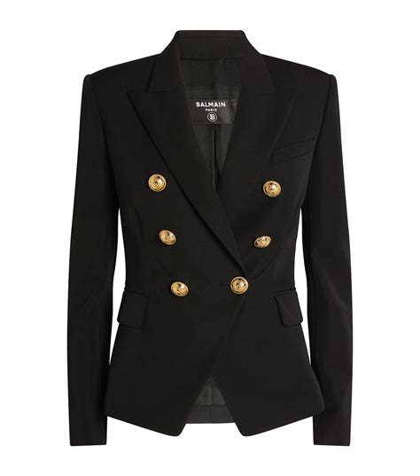 Womens Balmain Black Wool Double Breasted Blazer Harrods CountryCode