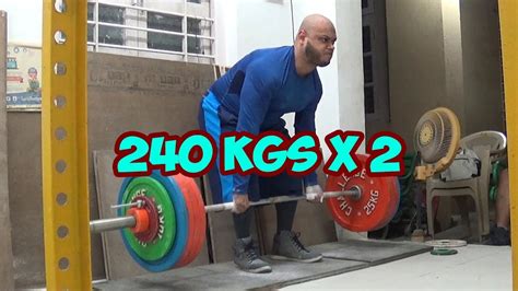 Deadlifts 240 Kgs X 2 Reps And Overhead Press 93 Kgs X 2 Reps Youtube