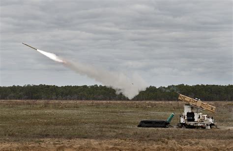 An FIM-92 Stinger missile is fired downrange from the Army's new multi ...