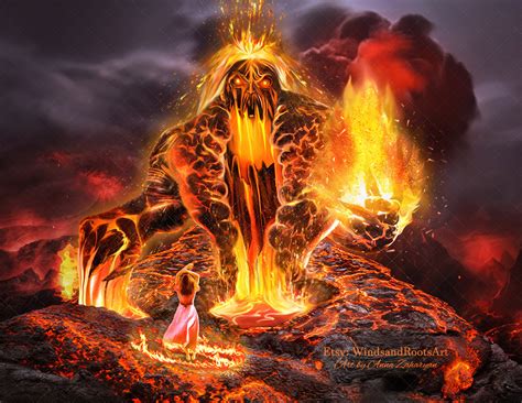 Cherufe Fine Art Print Fire Elemental Art Volcano Fantasy Wall Art Etsy