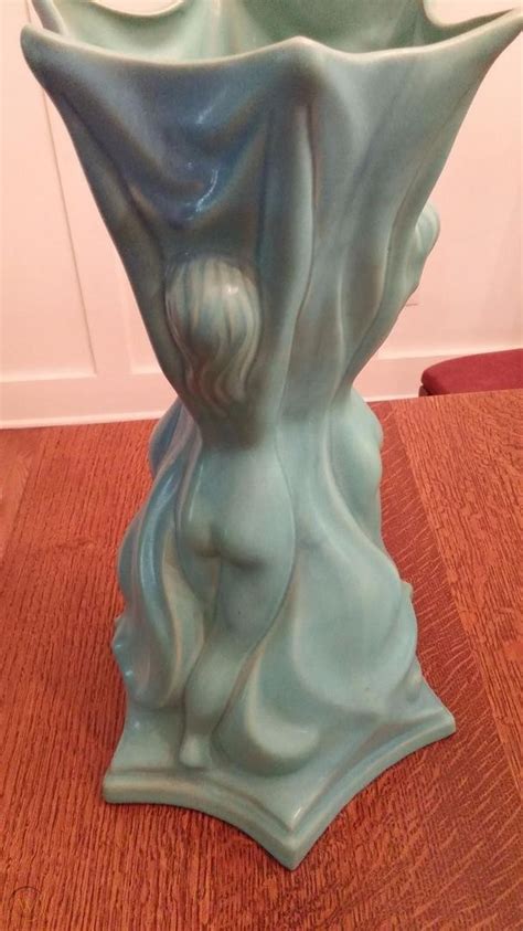 Van Briggle Pottery Three Graces Vase Ming Turquoise Blue Large