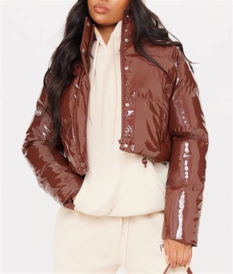 Vinyl Women's Red/Brown Bubble Jacket - Jackets Creator