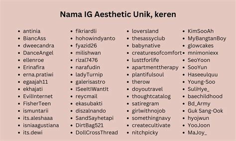 Nama Instagram Aesthetic Keren Lucu Dan Unik