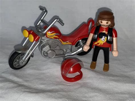 PLAYMOBIL 5113 HARLEY Davidson Moto Chopper Pilote Complet Superbe EUR