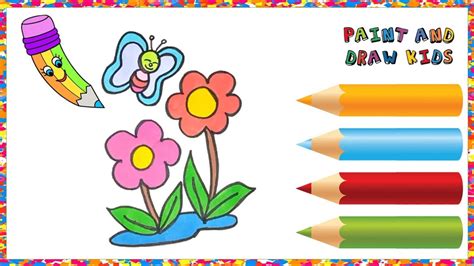 🌺🦋how Paint And Colour To Butterfly And Flower🌺🦋 Writing The Colors 🎨