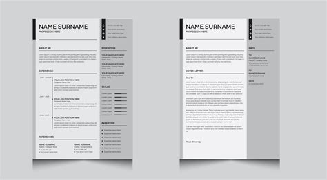 Resume And Cover Letter Template Design Minimalist Resume Layout 10942265 Vector Art At Vecteezy