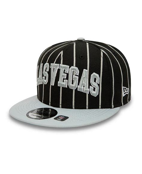 New Era Mens Black Gray Las Vegas Raiders Pinstripe City Arch 9fifty Snapback Hat Macys