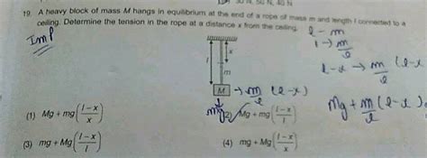 A Heavy Block Of Mass M Hangs In Equilibrium At The End Of A Uniform