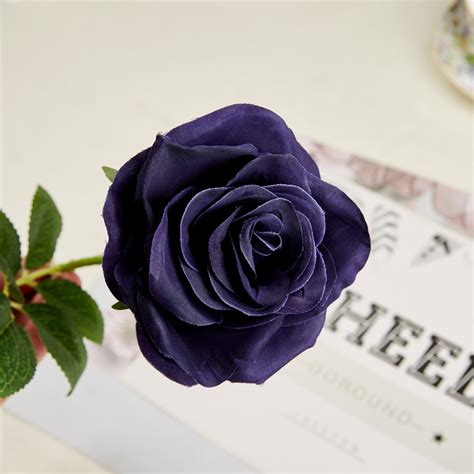 Navy Blue Flowers Artificial Rose Silk Navy Blue Roses Real Etsy