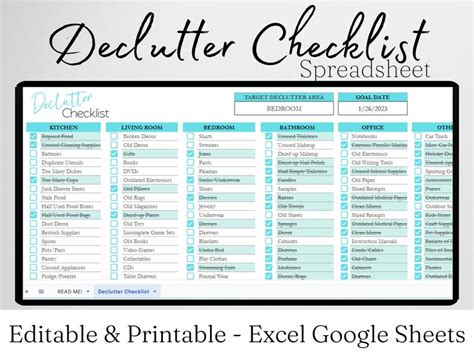 Decluttering Checklist Decluttering List Decluttering Guide - Etsy