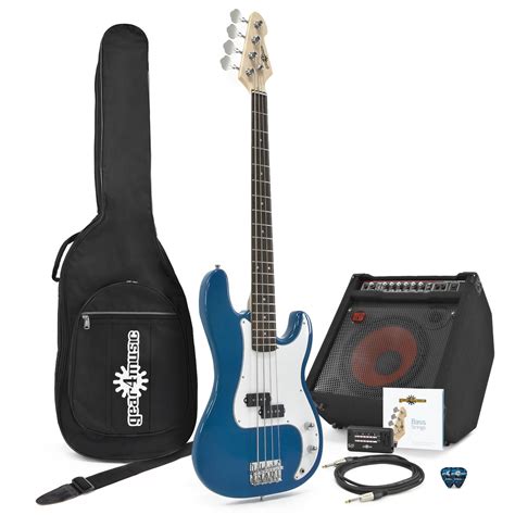 LA E Bass in Blau im Powerpaket mit 80W Verstärker Gear4music