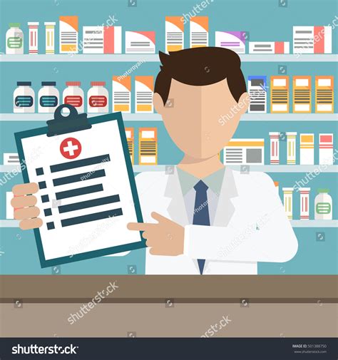 Modern Flat Vector Illustration Male Pharmacist Stock Vector Royalty