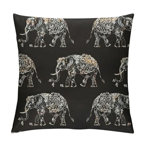 Patifu Decorative Square Throw Pillow Covers Mandala Indian Elephant